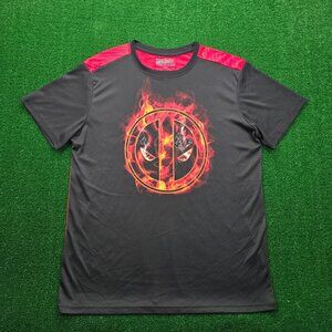Marvel‎ Deadpool Tshirt Mens XL Red Black Short Sleeve Flames Graphic Casual
